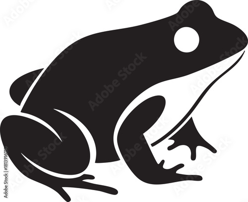 Frog silhouette vector icon illustration, simple amphibian animal logo symbol