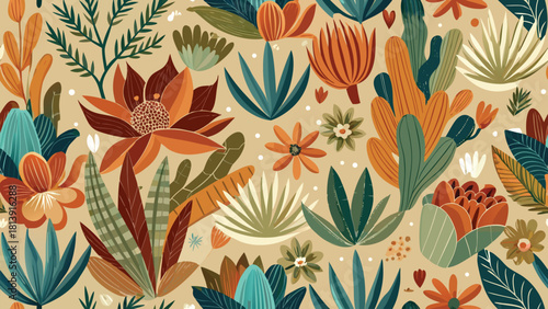 Soft geometric overlapping shapes shaping a seamless abstract floral look vector illustration ai generated art