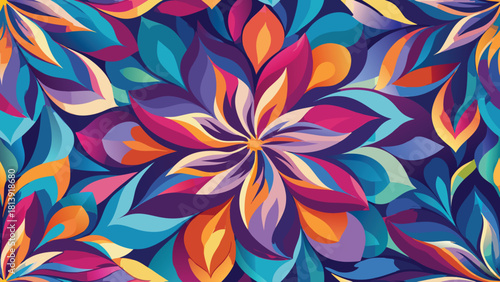 Seamless abstract flower pattern made of overlapping vector illustration ai generated art