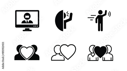 Communication, Relationship, and Interaction Glyph Icons Set
