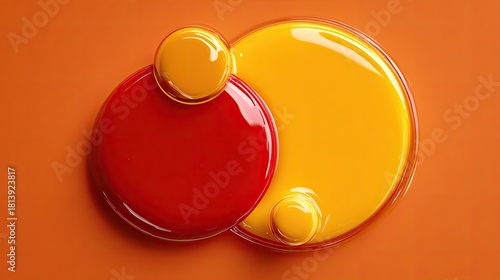 Orange and red glossy circles, overlapping