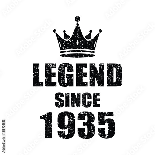 Celebrate a Legend's Milestone Birthday with this Vintage 1935 Design Featuring a Crown, Perfect for T-shirts, Cards, and Memorable Gifts