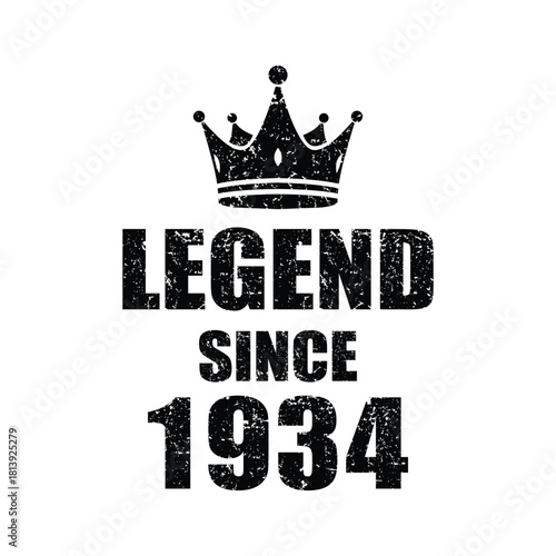 Celebrate being a legend since 1934 with this unique design featuring a crown, perfect for birthdays, anniversaries, and personalized gifts