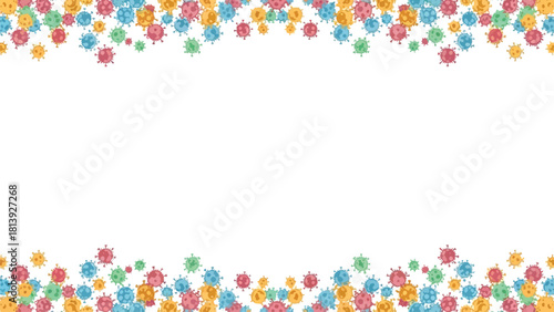 Colorful Abstract Virus and Germ Cell Pattern Border on White Background Vector Illustration for Medical or Health-Related Design