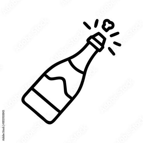 Champagne bottle popping with cork flying in celebration  