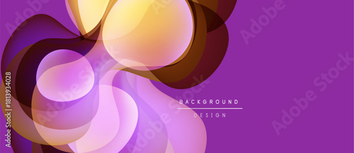 Abstract flowing shapes, warm colors blend with purple background. Modern design element for digital projects. Smooth gradients create depth.