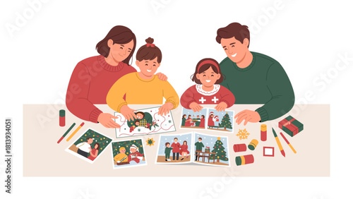 Family's Festive Artistic Endeavor: A family engages in a heartwarming festive arts and crafts session, capturing memories. Joyous activity for all!