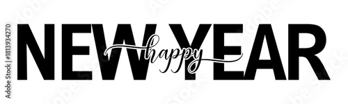 Handwritten Brush Style Happy New Year 2026 Calligraphic Design