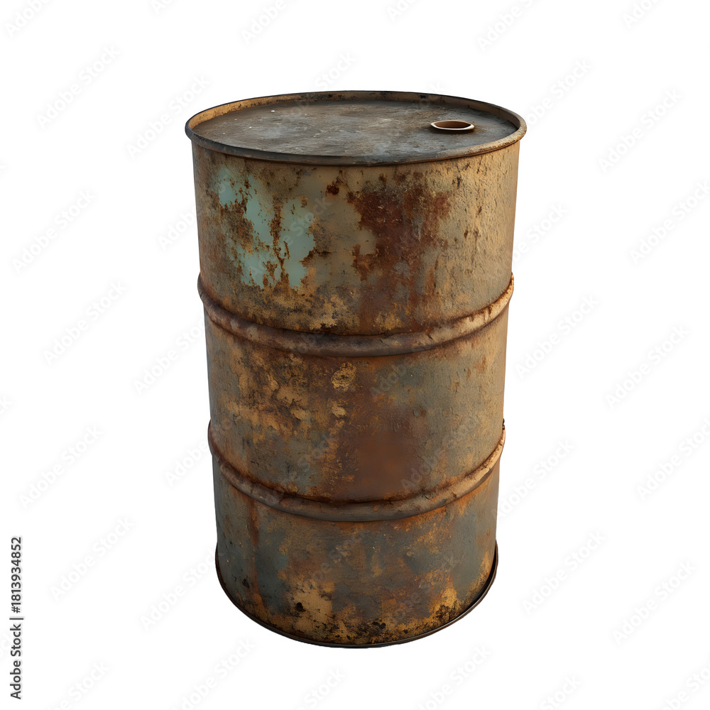 Fototapeta premium old rusty barrel ,isolated on transparent png