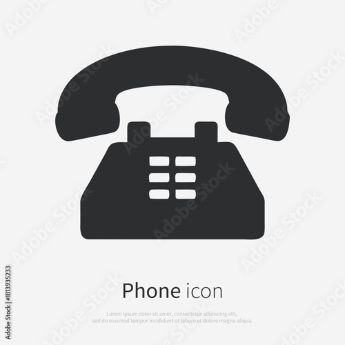 Silhouette icon vintage retro telephone. Simple black vector illustration,isolated on white background.Perfect for logo, icon, emblem