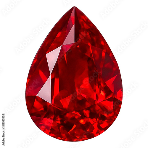 Realistic illustration of red ruby isolated on transparent backg © vasabii