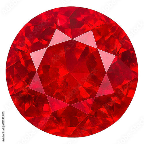 Realistic illustration of red ruby isolated on transparent backg