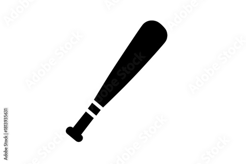 Solid black silhouette of a baseball bat used as sports equipment for games