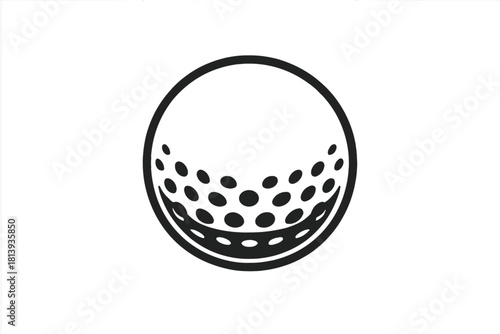 Abstract golf ball with dimple pattern in black and white monochrome style