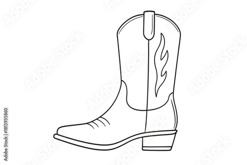 Traditional western cowboy boot outline with decorative stitching and tall shaft