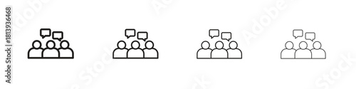 Group discussion icon line icon. linear style vector symbols collection on white background