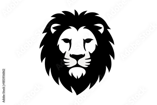 Powerful stylized lion face with flowing mane symbol of courage and leadership