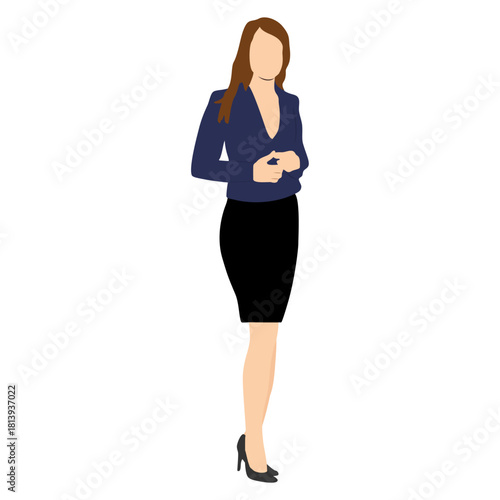 Vector illustration of a young woman isolated white background full.