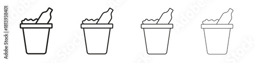 Ice bucket and bottle icon line icon. linear style vector symbols collection on white background