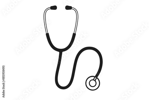 Minimalist black and white of a medical stethoscope for diagnosis