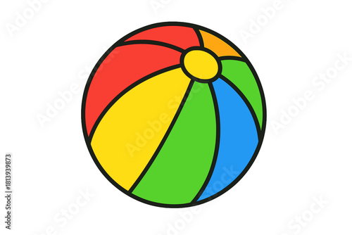 Brightly colored inflatable beach ball toy with red, yellow, green, and blue segments
