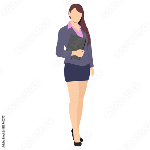 Vector illustration of a young woman isolated white background full.
