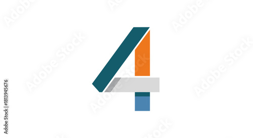 Modern and minimalist geometric number four logo design with bold color blocks Free Download Modern and minimalist geometric number four logo design with bold color blocks - GFXLoad