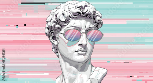 Glitch art david with sunglasses