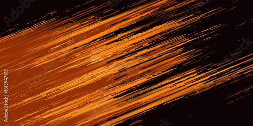 Black and orange modern abstract background with yellow glowing movement and high-speed light effect. Vector illustration