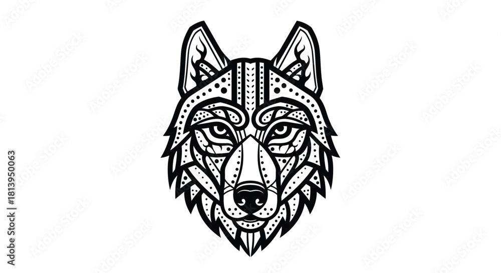 Obraz premium Stylized wolf head illustration