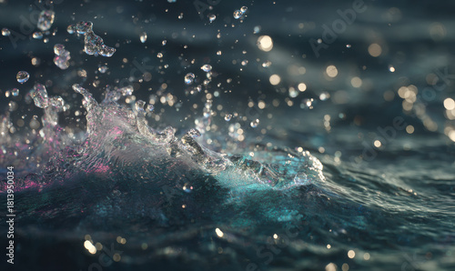 Fototapeta Naklejka Na Ścianę i Meble -  Aqua surge of motion in a fluid, liquid scene featuring dynamic splash action.