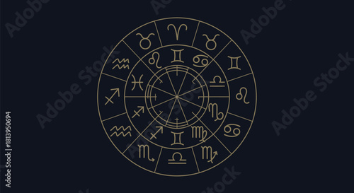 Astrology zodiac wheel vector illustration