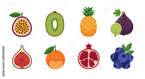 Assortment of vibrant fruits isolated on white background for various uses