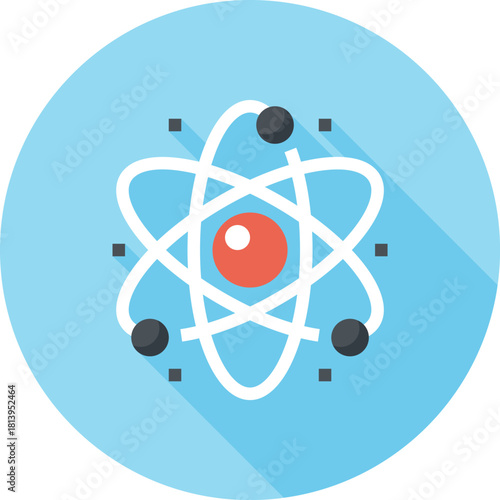 Modern nuclear power flat line vector illustration icon design concept. Icon for mobile and web graphics. Flat symbol, logo creative concept. Simple and clean flat pictogram