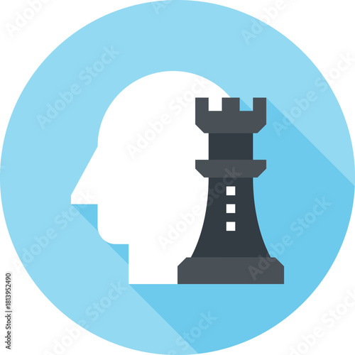 Modern strategic thinking flat line vector illustration icon design concept. Icon for mobile and web graphics. Flat symbol, logo creative concept. Simple and clean flat pictogram