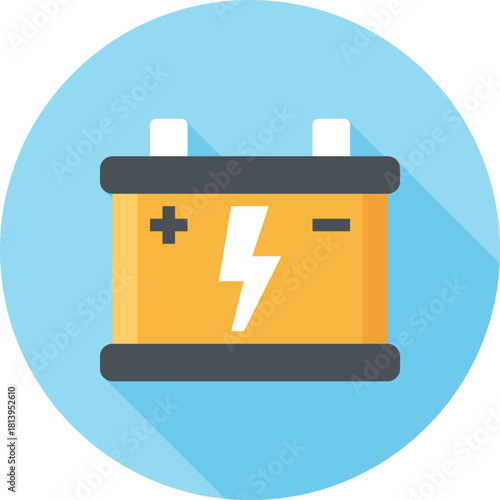 Modern accumulator flat line vector illustration icon design concept. Icon for mobile and web graphics. Flat symbol, logo creative concept. Simple and clean flat pictogram