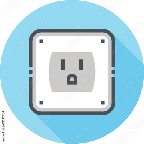 Modern electrical outlet flat line vector illustration icon design concept. Icon for mobile and web graphics. Flat symbol, logo creative concept. Simple and clean flat pictogram