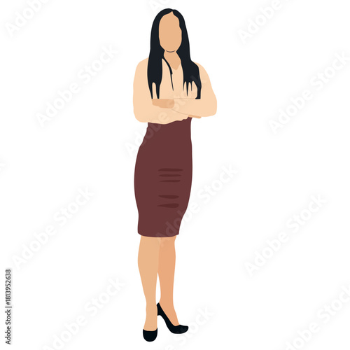 Vector illustration of a young woman isolated white background full.