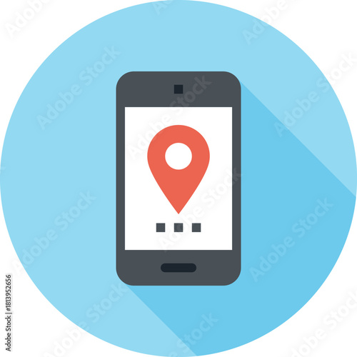 Modern gps navigation flat line vector illustration icon design concept. Icon for mobile and web graphics. Flat symbol, logo creative concept. Simple and clean flat pictogram