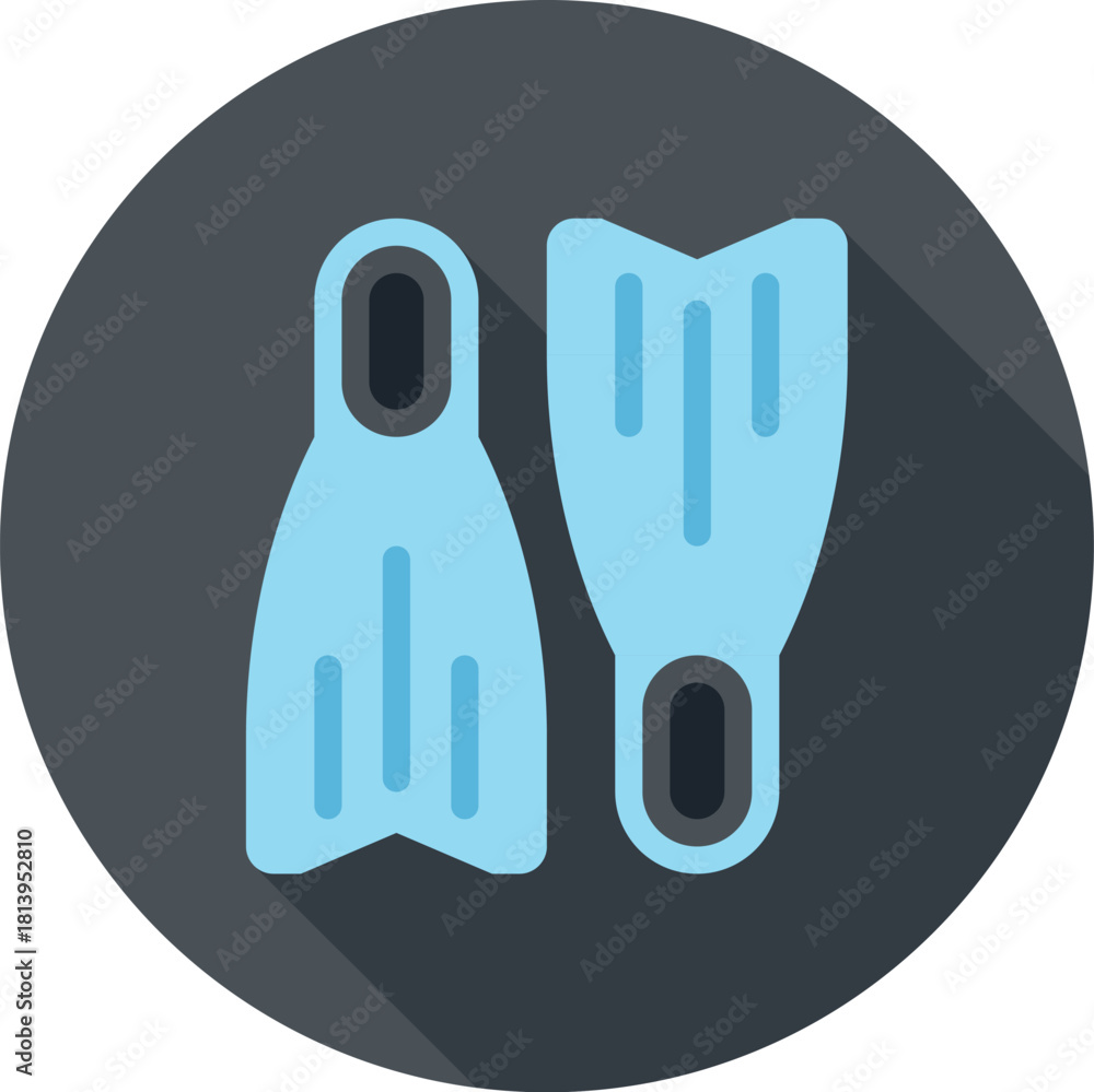 Fototapeta premium Modern flippers flat line vector illustration icon design concept. Icon for mobile and web graphics. Flat symbol, logo creative concept. Simple and clean flat pictogram