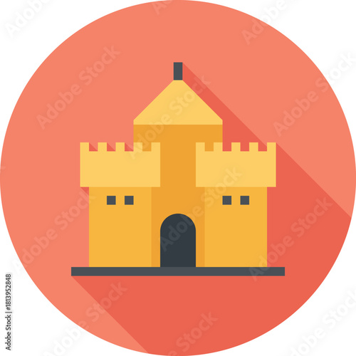 Modern sand castle flat line vector illustration icon design concept. Icon for mobile and web graphics. Flat symbol, logo creative concept. Simple and clean flat pictogram