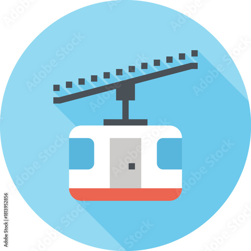 Modern cableway flat line vector illustration icon design concept. Icon for mobile and web graphics. Flat symbol, logo creative concept. Simple and clean flat pictogram