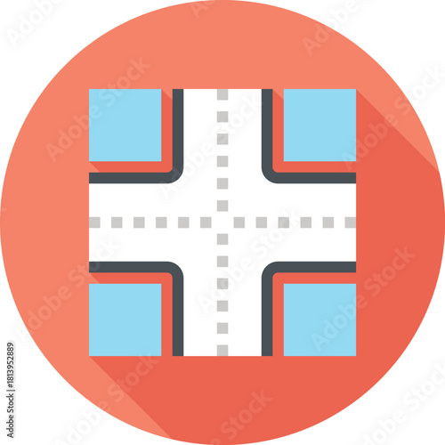 Modern crossroad flat line vector illustration icon design concept. Icon for mobile and web graphics. Flat symbol, logo creative concept. Simple and clean flat pictogram