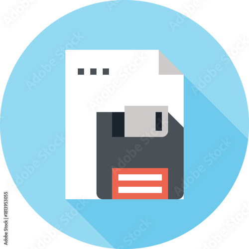 Modern save document flat line vector illustration icon design concept. Icon for mobile and web graphics. Flat symbol, logo creative concept. Simple and clean flat pictogram