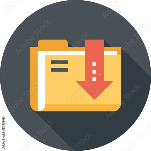 Modern download folder flat line vector illustration icon design concept. Icon for mobile and web graphics. Flat symbol, logo creative concept. Simple and clean flat pictogram