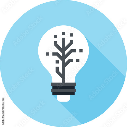 Modern light bulb flat line vector illustration icon design concept.