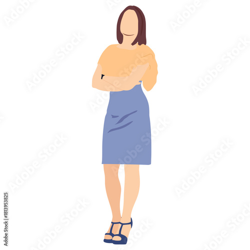 Vector illustration of a young woman isolated white background full.