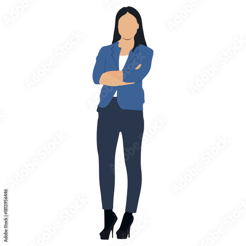 Businesswoman in full isolated vector illustration. full body seen. wearing a business suit.