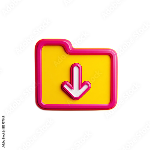 Vibrant Folder Download Icon Isolated on Contrasting Background for Digital Content Management and File Organization Concepts