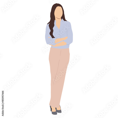 Businesswoman in full isolated vector illustration. full body seen. wearing a business suit.